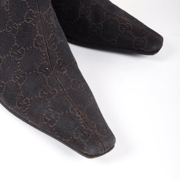 *SOLD* Gucci GG Monogram Canvas Espresso Brown Boots - Picture 6 of 12
